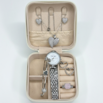Elegant Heart & Stone 5-Piece Women’s Jewelry Gift Set ~ Imported