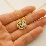 Korean Magnetic 4 Leaf Clover Pendant Necklace- Golden