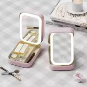 Portable Folding Makeup Mirror Jewellery Box – 3-Color LED Beauty