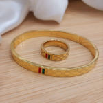 Gold Plated Stainless Steel Bangles Ring Elegant Design